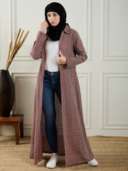 Women Cotton Knitted Front Open Shrug with Black Georgette Hijab