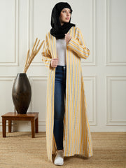 Cotton Knitted Front Open Women Shrug with Black Georgette Hijab