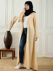 Cotton Knitted Front Open Women Shrug with Black Georgette Hijab