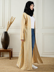 Cotton Knitted Front Open Women Shrug with Black Georgette Hijab