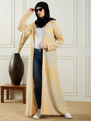 Cotton Knitted Front Open Women Shrug with Black Georgette Hijab