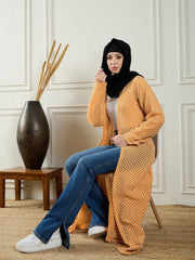 Cotton Knitted Front Open Shrug for Women with Black Georgette Hijab