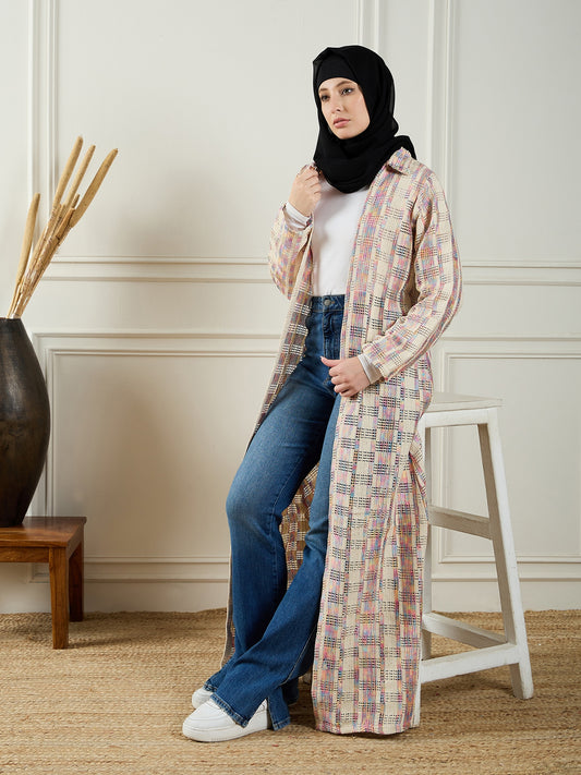 Cotton Knitted Shrug with Black Georgette Hijab for Women