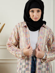 Cotton Knitted Shrug with Black Georgette Hijab for Women