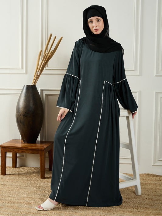 Lace Abaya/Burqa with Black Georgette Hijab