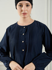 Blue Abaya with Black Georgette Hijab