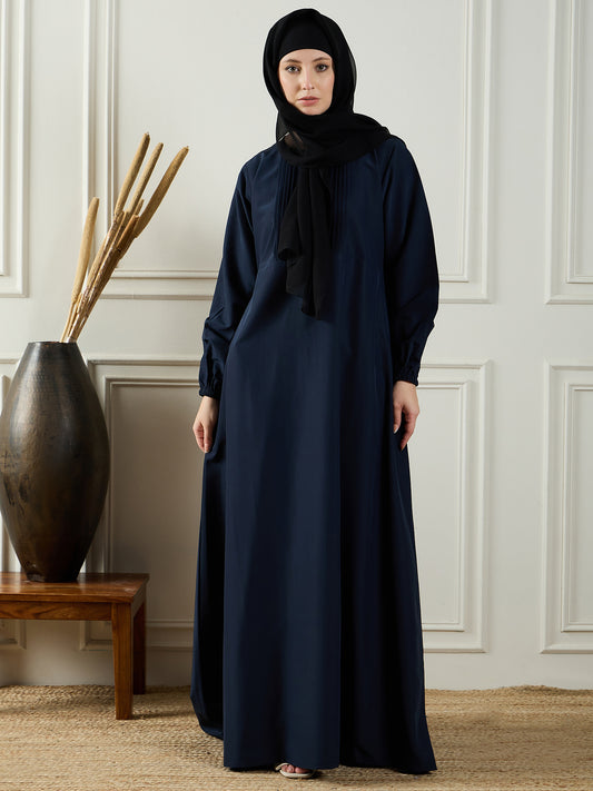 Blue Abaya with Black Georgette Hijab