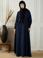 Blue Abaya with Black Georgette Hijab