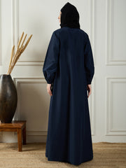 Blue Abaya with Black Georgette Hijab