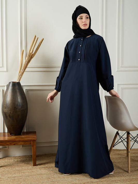 Blue Abaya with Black Georgette Hijab