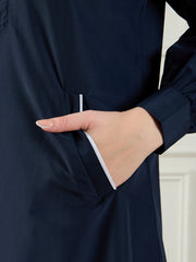 Blue A-line Abaya/Burqa with Black Georgette Hijab