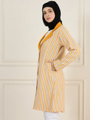 Front Open Cotton Knitted Yellow Jacket