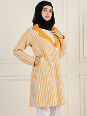 Front Open Cotton Knitted Yellow Jacket