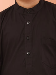Black Kids Boy's Kurta with White Pajama Set