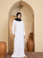 White Hooded Jersey Abaya for Modest Women