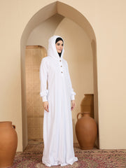 White Hooded Jersey Abaya for Modest Women