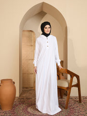 White Hooded Jersey Abaya for Modest Women