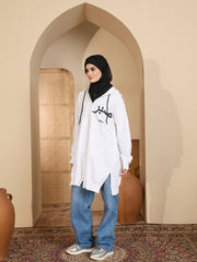 Modest White Fleece Winter Sabr Hoodie for Women