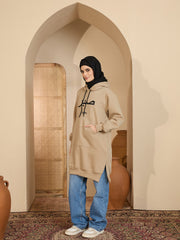 Sabr Modest Beige Fleece Winter Hoodie