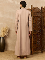 Men’s Beige Arabic Thobe with Shirt Collar