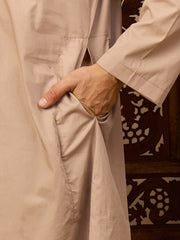 Men’s Beige Arabic Thobe with Shirt Collar
