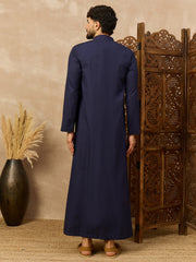 Men’s Navy Blue Arabic Thobe with Zipper Placket
