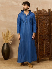 Men’s Denim Blue Arabic Thobe with Hood