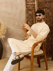 Men’s Cream Cotton Blend Kurta