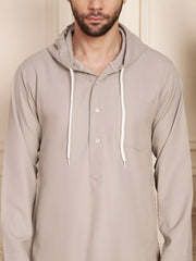 Light Grey Arabic Hooded Thobe for Men