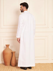 White Embroidered Thobe for Men