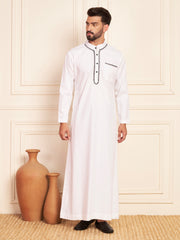 White Embroidered Thobe for Men