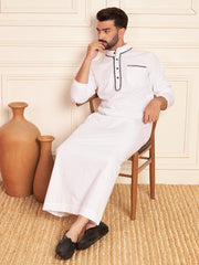 White Embroidered Thobe for Men