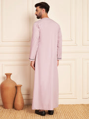 Lavender Cotton Thobe with Piping Detailing