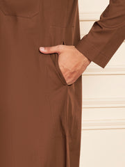 Brown Solid Arabic Cotton Thobe for Men