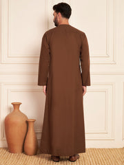 Men’s Brown Cotton Pleated Arabic Thobe
