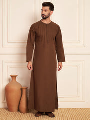 Men’s Brown Cotton Pleated Arabic Thobe
