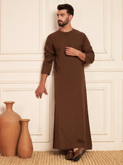Men’s Brown Cotton Pleated Arabic Thobe