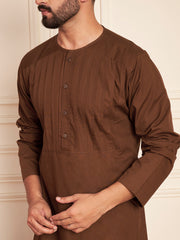 Men’s Brown Cotton Pleated Arabic Thobe