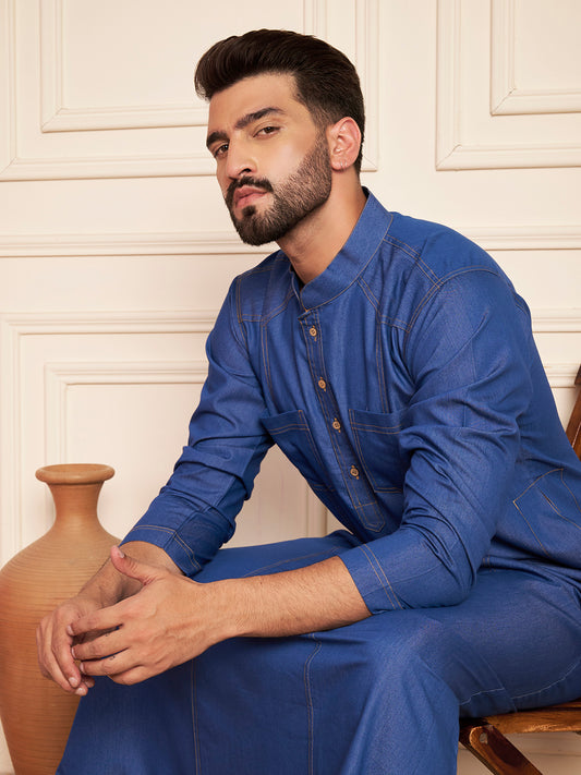 Blue Denim Arabic Thobe for Men