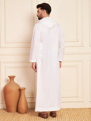 Men’s White Arabic Thobe with Attached Hood