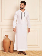 Men’s White Arabic Thobe with Attached Hood
