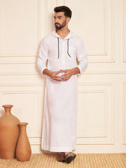 Men’s White Arabic Thobe with Attached Hood