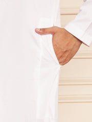 White Embroidered Thobe for Men