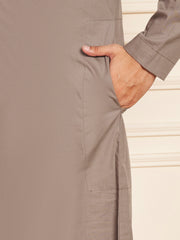 Grey Solid Arabic Cotton Thobe for Men