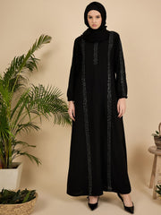 Luxury Black Modest Women Abaya Burqa with Matching Georgette Hijab