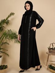 Luxury Black Modest Women Abaya Burqa with Matching Georgette Hijab