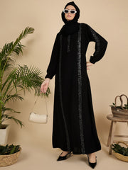 Luxury Black Modest Women Abaya Burqa with Matching Georgette Hijab