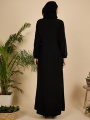 Luxury Black Modest Women Abaya Burqa with Matching Georgette Hijab