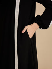 Modest Luxury Black Abaya Burqa with Matching Georgette Hijab