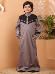 Grey and Black Solid Thobe/Jubba for Kids Boys